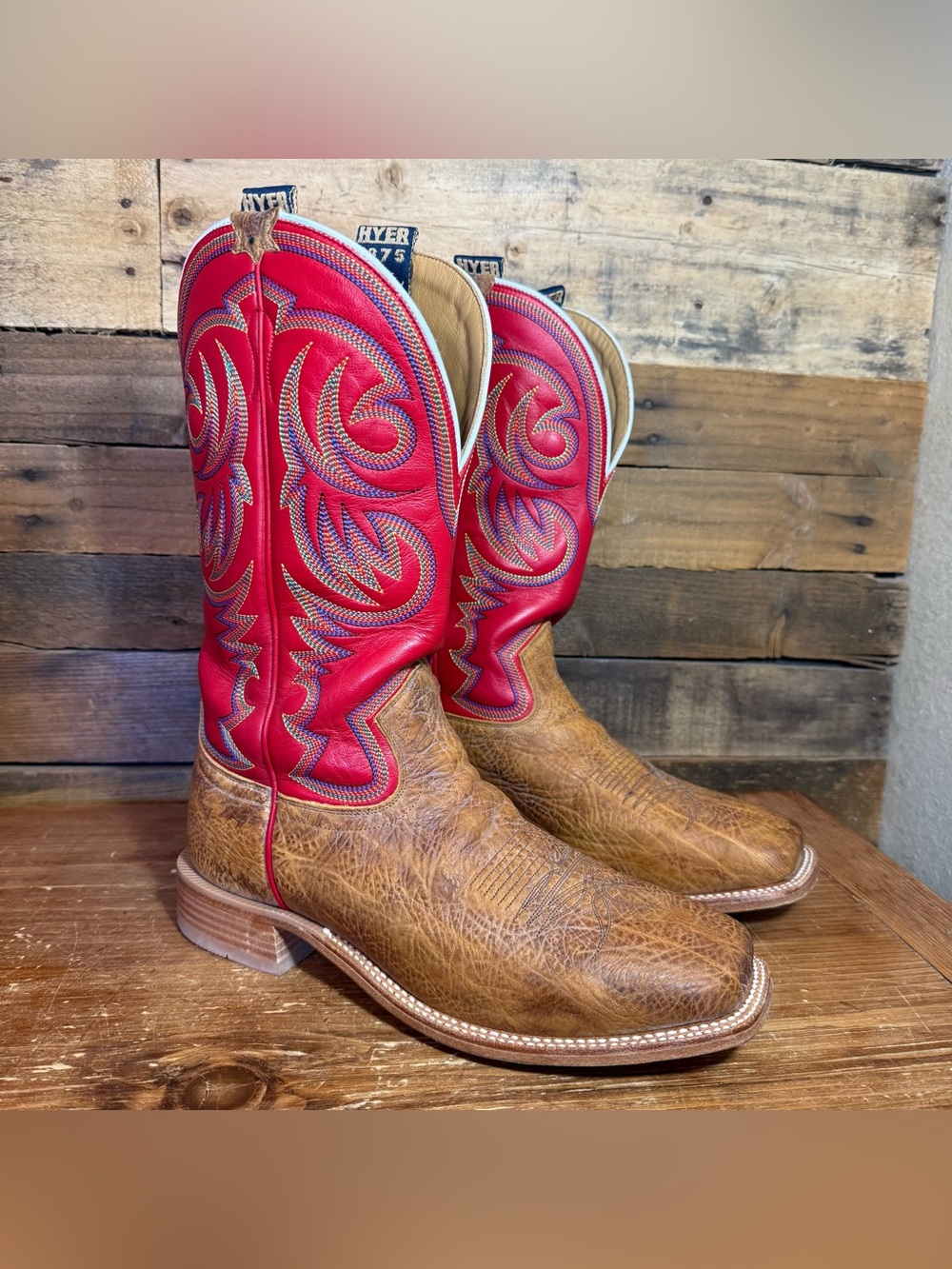 Hyer 1875 Men's Western
Cowboy Boots Red and Brown
Leather 11.5 EE (wide)